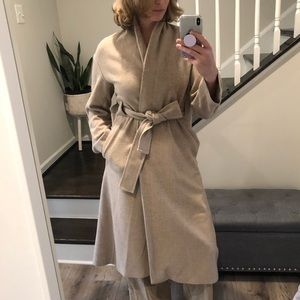 Vince Wool Belted Coat in Oatmeal